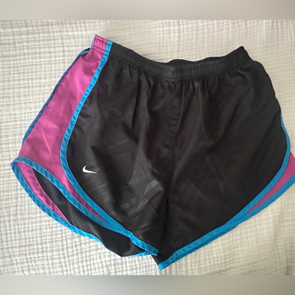 Nike Black Shorts with Teal & Purple Accents